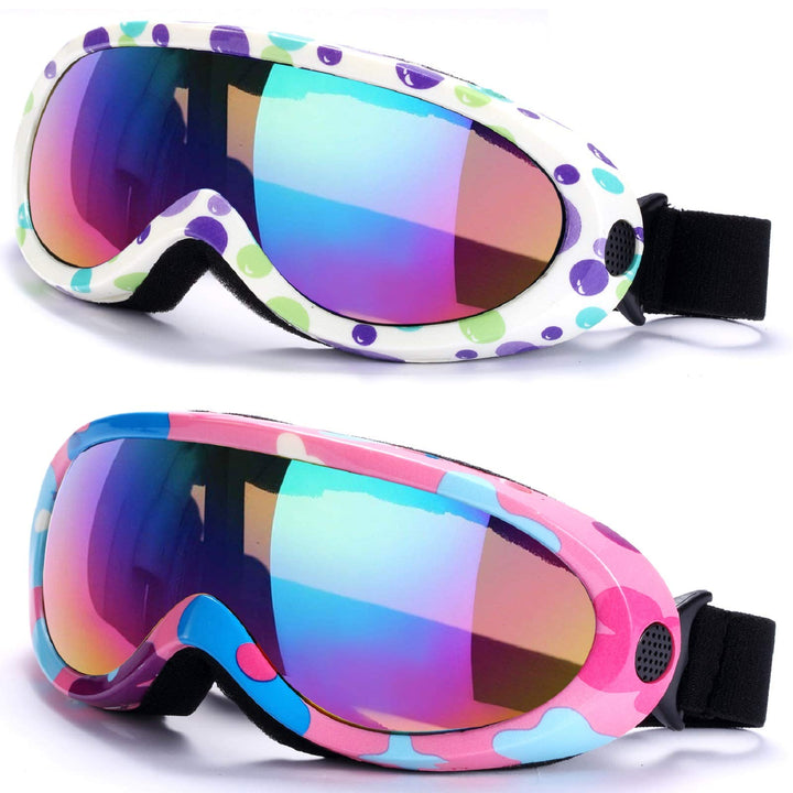 Ski Goggles, Pack of 2, Snowboard Goggles for Kids, Boys &amp; Girls, Youth, Men
