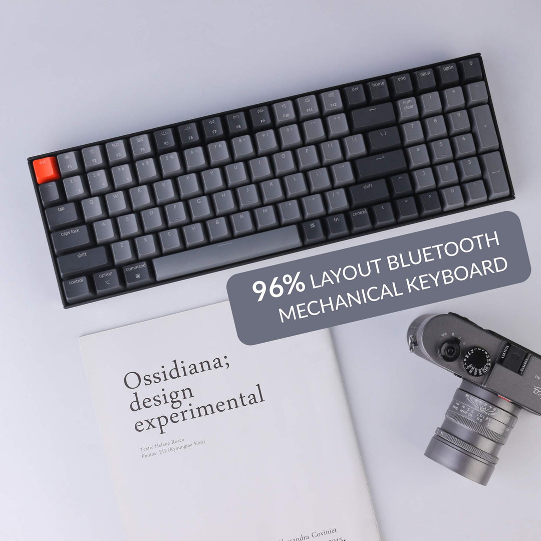 K4 96% Layout 100 Keys Wireless Bluetooth 5.1/Wired USB Mechanical Gaming Keyboard with Gateron G Pro Red Switch RGB Backlight N-Key Rollover for Mac Windows PC-Version 2