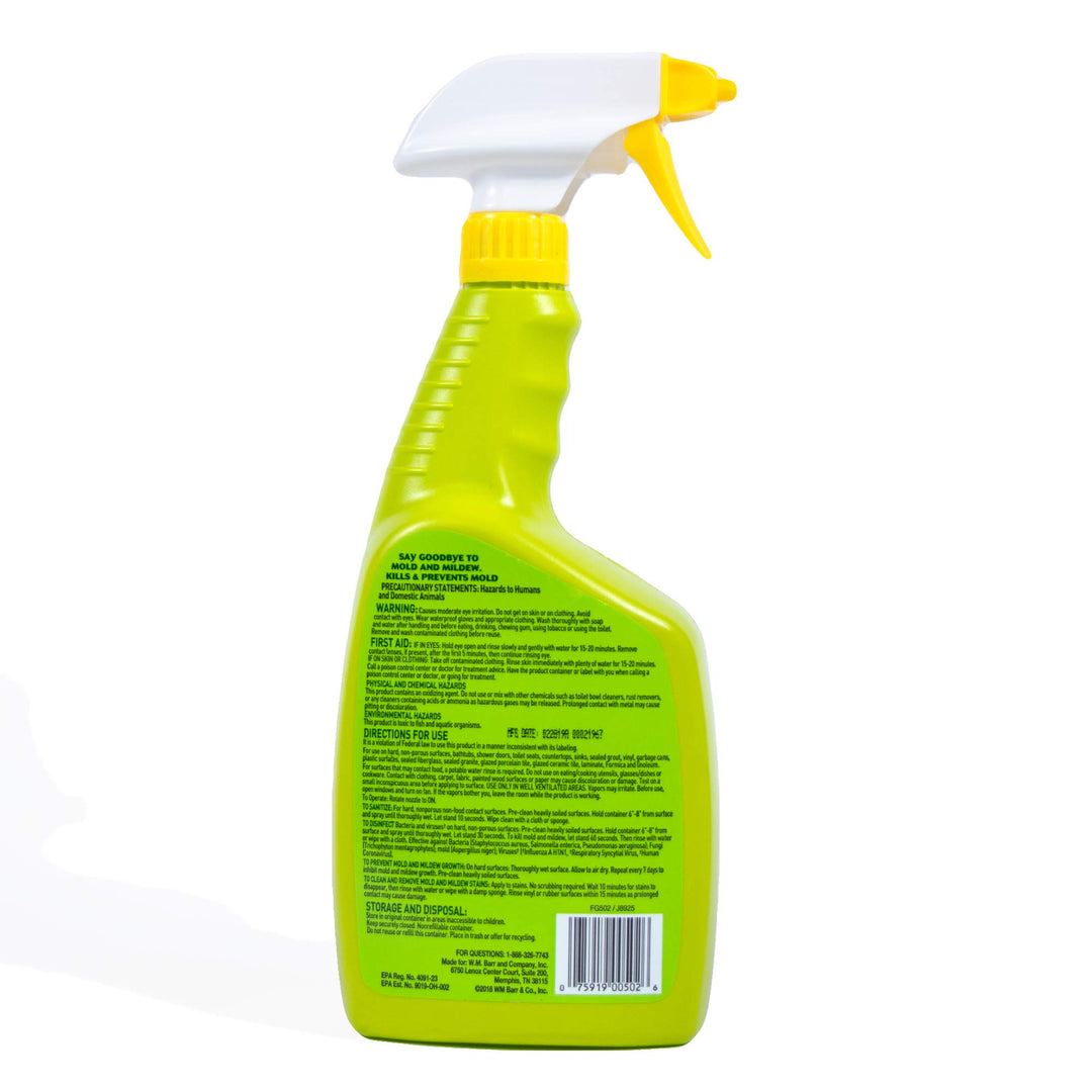 Mold and Mildew Killer + Quick Stain Remover, 32 oz., Trigger Spray Bottle, Eliminates 99.9% of Household Bacteria and Viruses, Ideal Bathroom Mold and Mildew Remover