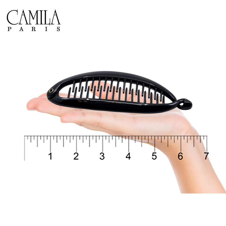 Paris NV136 5.5 inch French Banana Clip Hair Comb Classic Girls Updo Flexible Ponytail Holder Interlocking Banana Combs, Fashion Durable Styling Hair Accessories for Women, Made in France