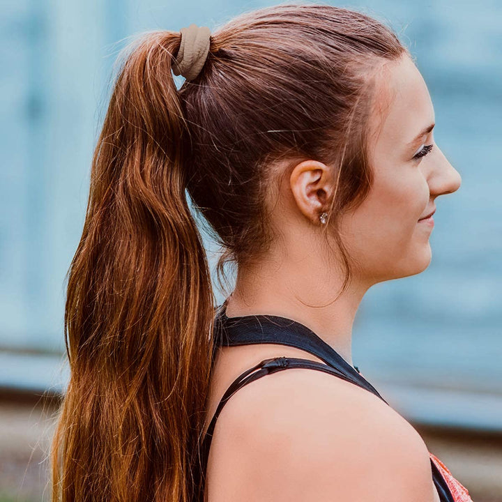 - The Ultimate Hair Ties for Thick Heavy or Curly Hair. No Slipping Damage Breaking or Stretching Out. Seamless Ponytail Holders Scrunchies Sports Hair Ties for Thick Hair (Lt Brown 3 Pcs)