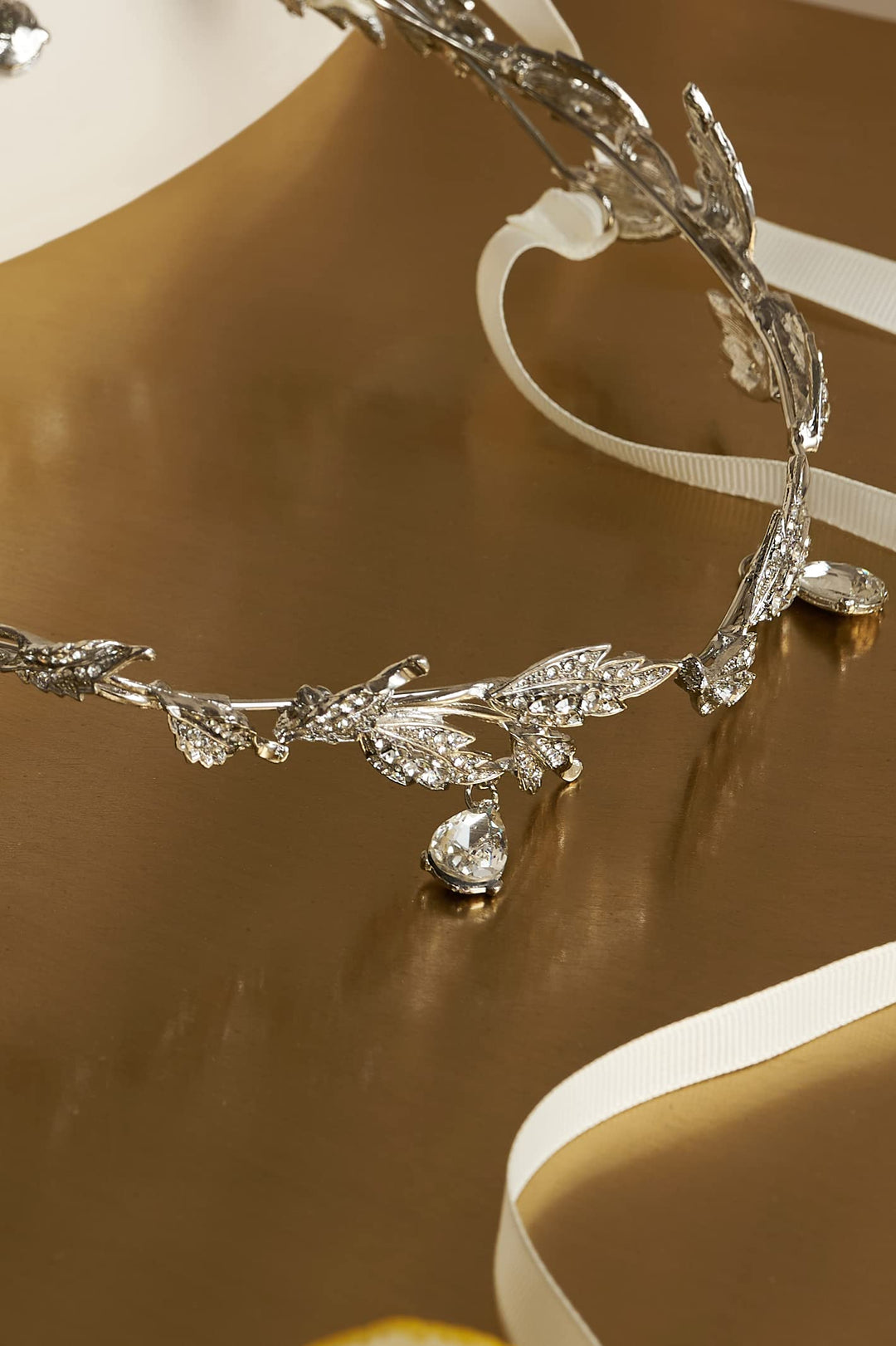Elegant Rhinestone Leaf Wedding Bridal Bridesmaid Forehead Band Dangle Rhinestone Bridal Tiara Crown with Gift Box , Silver, One size
