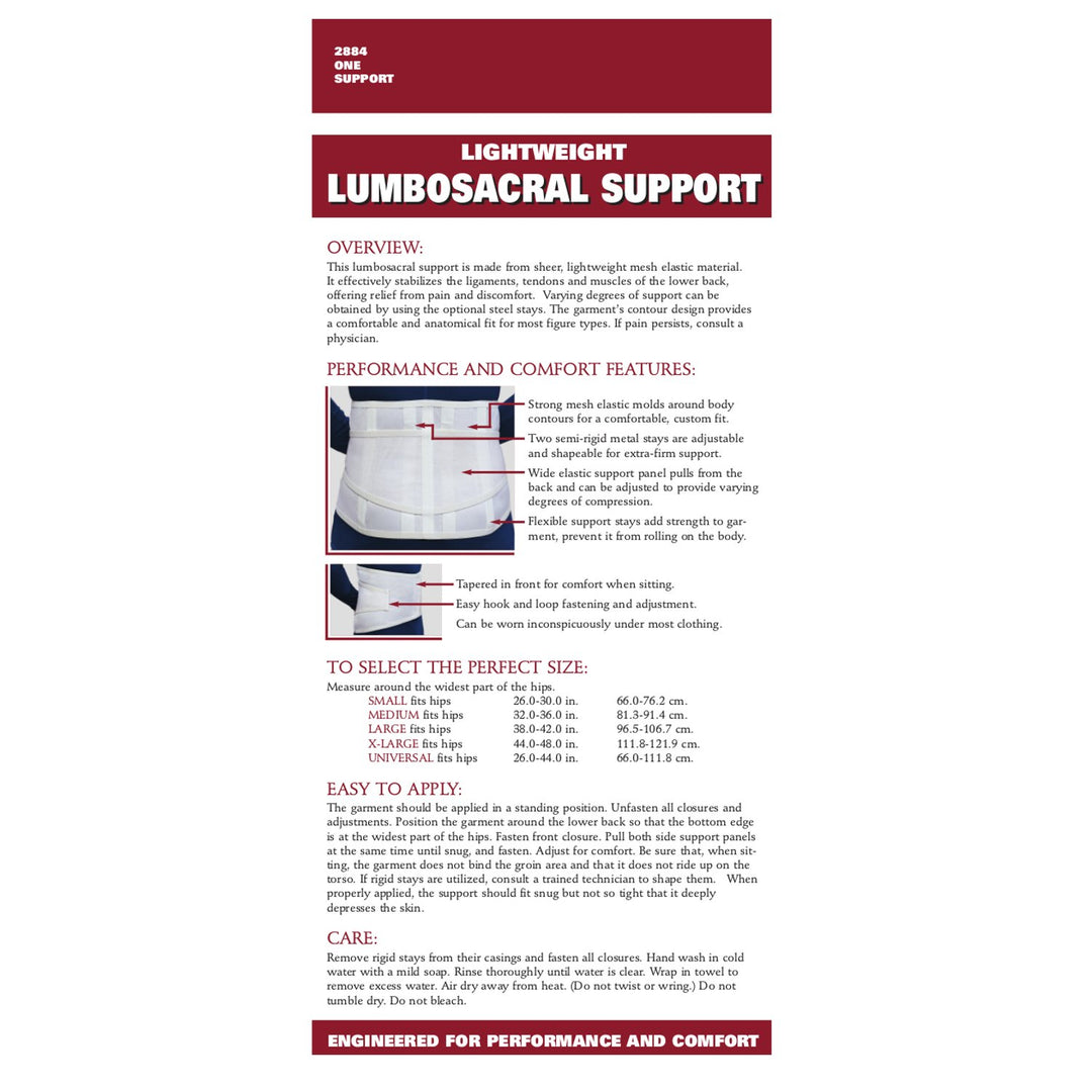 OTC Lumbo-Sacral Support, Lower Back, Metal Stay Insert