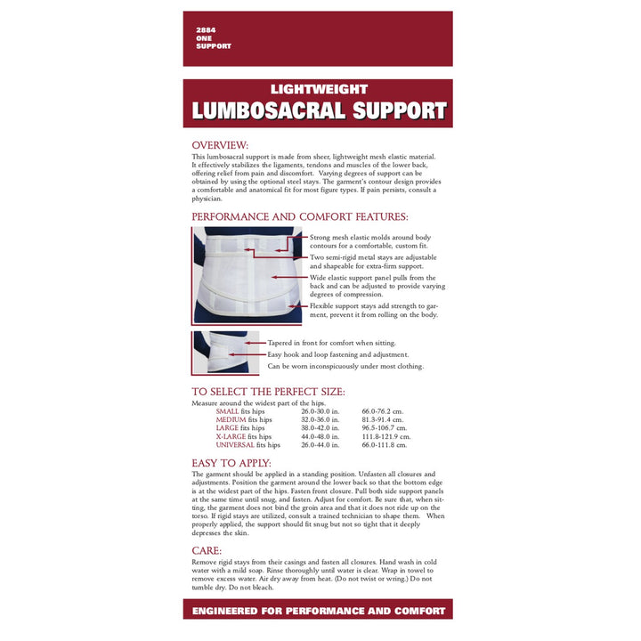 OTC Lumbo-Sacral Support, Lower Back, Metal Stay Insert