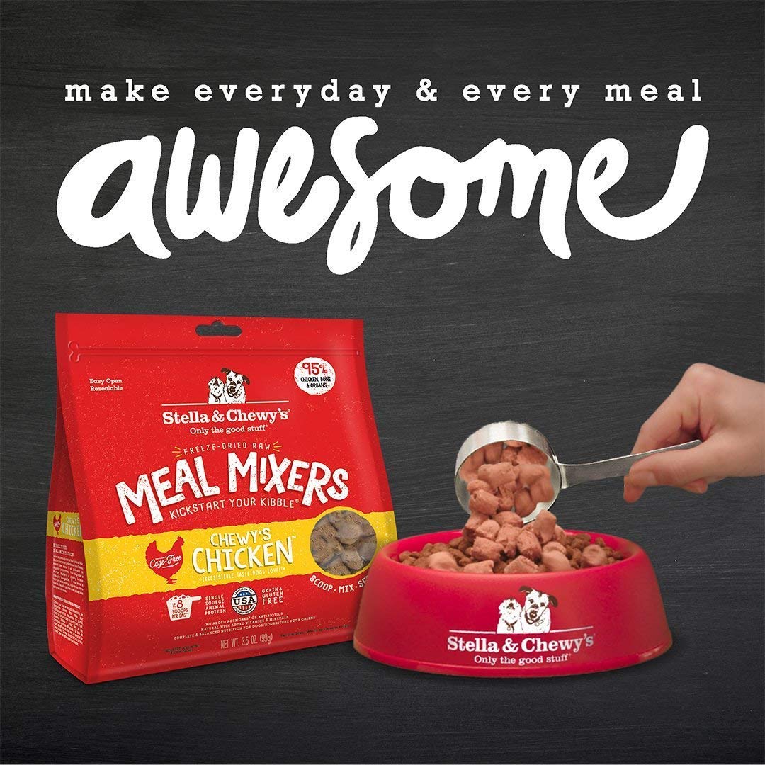 Stella & Chewy's Freeze-Dried Raw Chicken Meal Mixers- Dog Food Topper and Mixer - Made with 95% Cage-Free Chicken, Organs & Bone - Perfect for Picky Eaters - Grain-Free - 3.5oz