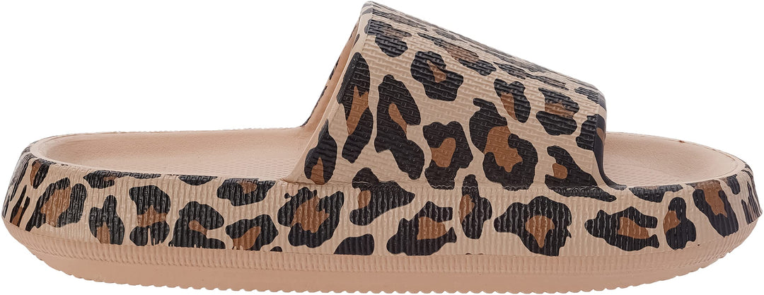 Slides for Women | Pillow Slippers Bathroom Sandals | Extremely Comfy | Cushioned Thick Sole 37-38 Leopard