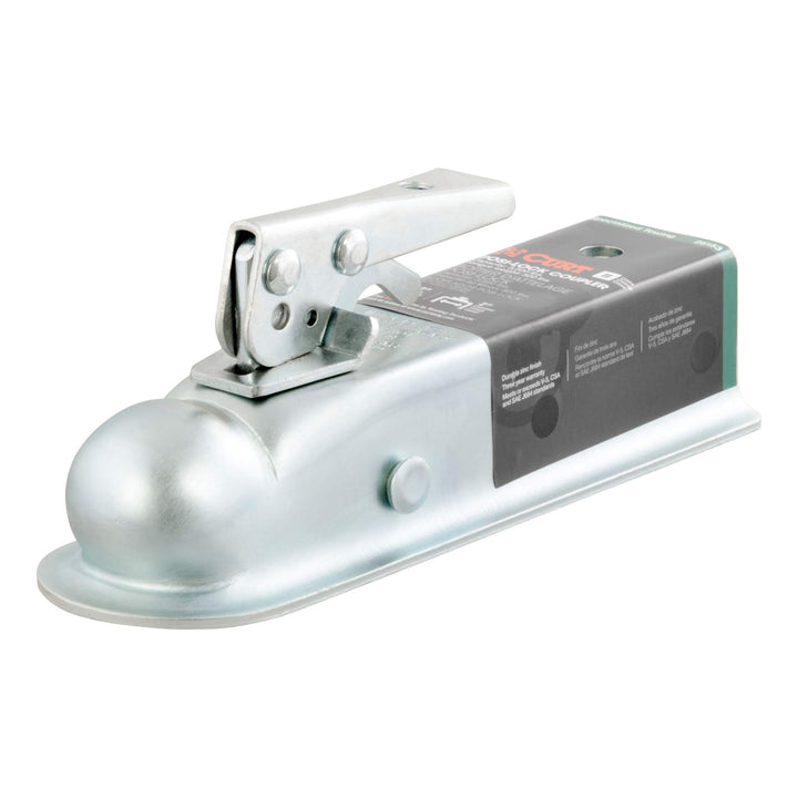 25153 Straight Tongue Trailer Coupler for 2-Inch Channel, 2-in Hitch Ball, 3,500 lbs, CLEAR ZINC