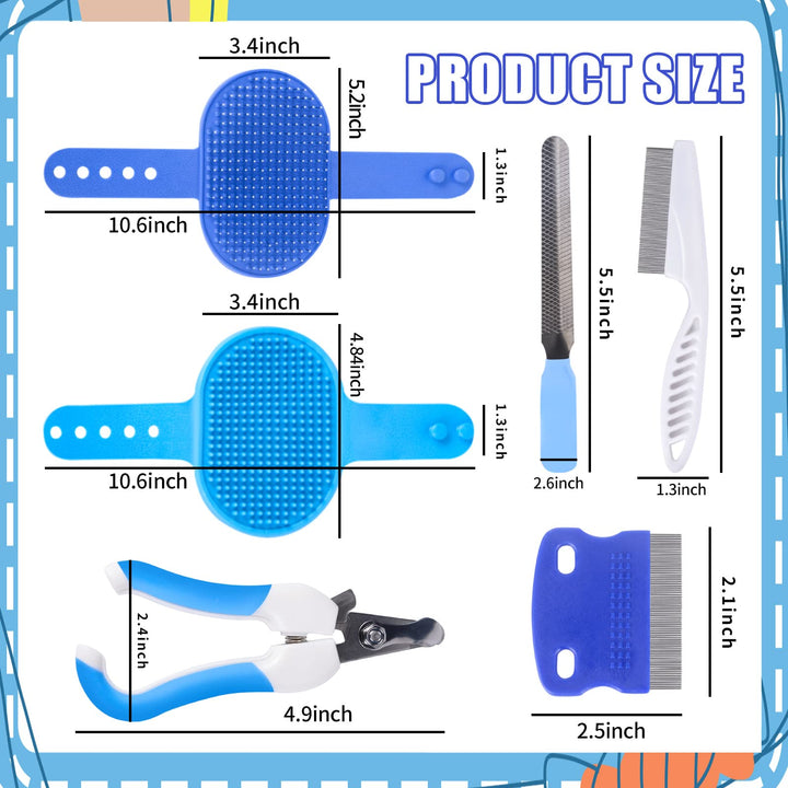6-Piece Small Animal Grooming Set with Hair Remover, Nail Clipper, Flea Comb, Shampoo Brush for Rabbit, Hamster, Guinea Pig