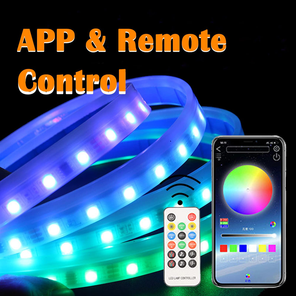Exterior Car LED Strip Lights, 59 inches RGB LED Strip Lights for Car, Flexible LED Car Hood Strip Light, APP and Remote Control Waterproof Daytime Running Light for Cars, SUVs,Trucks