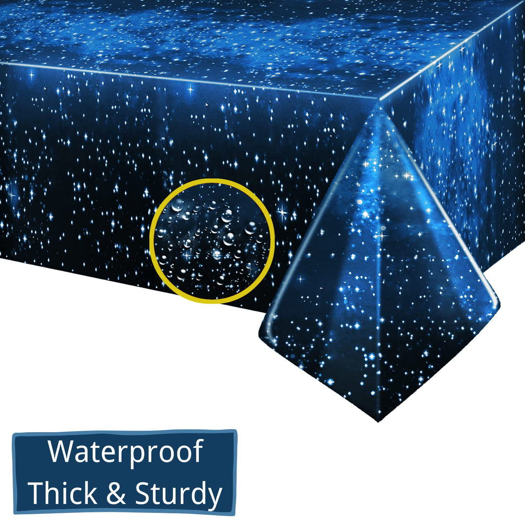 2 Pack Space Tablecloth for Party Supplies - Table Covers for Space Galaxy Stars Theme Party Decoration for Birthday Home, Starry Night Tablecloth for Kids Solar System Star Tablecloth (54* 108)