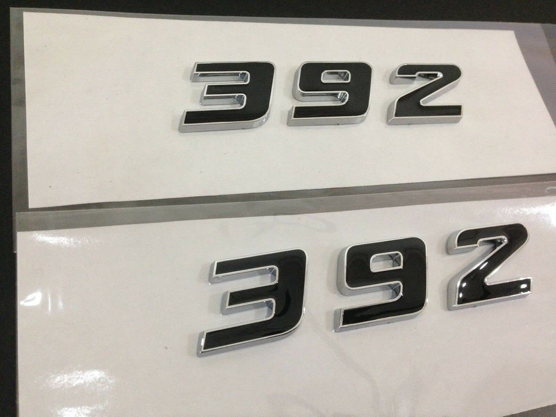 (2pc) 392 Badge Emblem Chrome Trim Replacement for 392 Passenger & Driver Side (Silver Black) (JJKB-YM85)