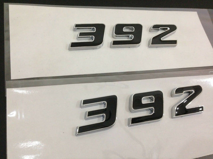 (2pc) 392 Badge Emblem Chrome Trim Replacement for 392 Passenger & Driver Side (Silver Black) (JJKB-YM85)