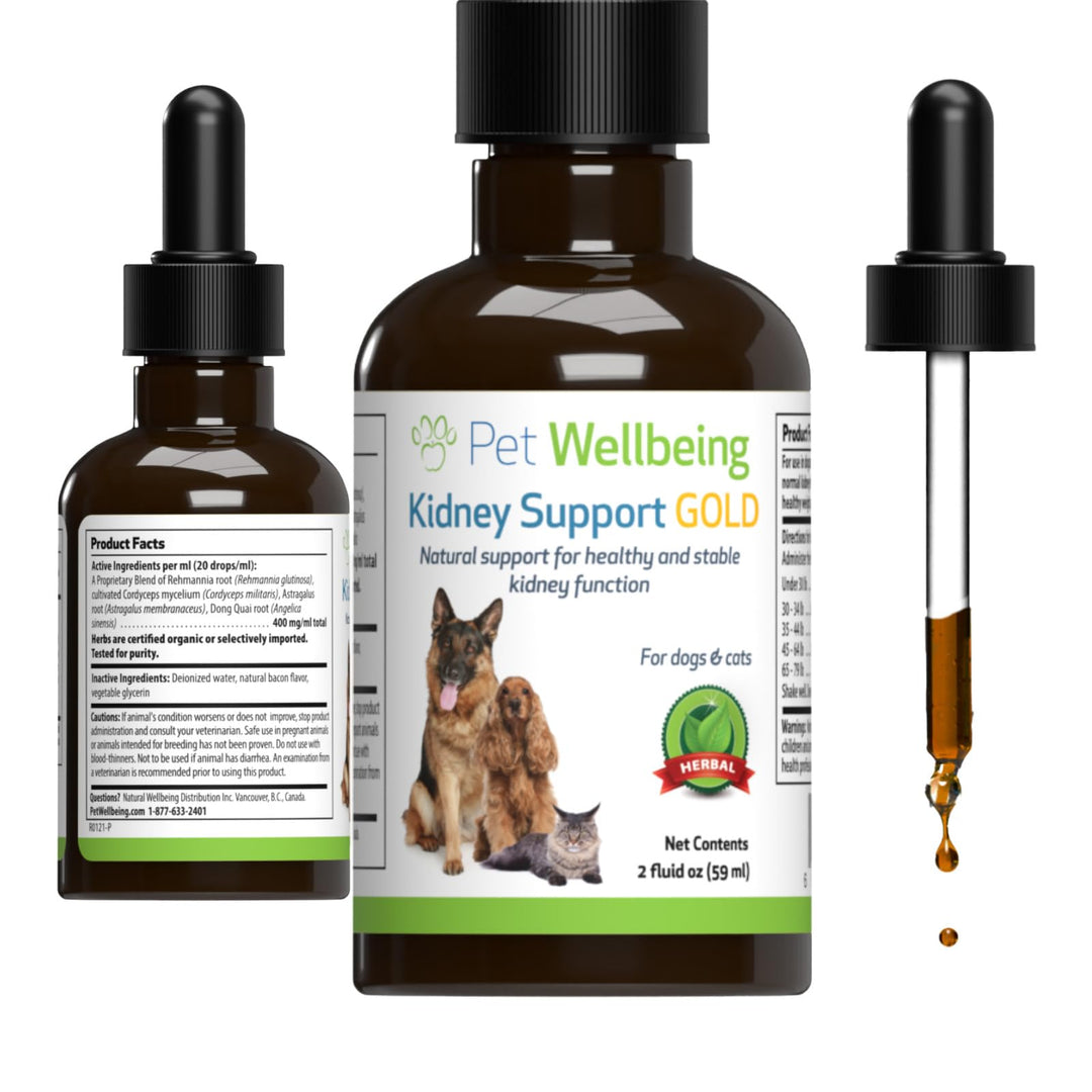 Kidney Support Gold for Dogs - Supports Healthy Kidney Function, Fluid Balance, Energy Levels, Rehmannia, Dong Quai - Veterinarian-Formulated Herbal Supplement 2 oz (59 ml)