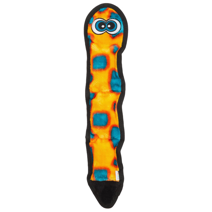 Durablez Tough Plush Squeaky Dog Toy, Snake, Orange, Large