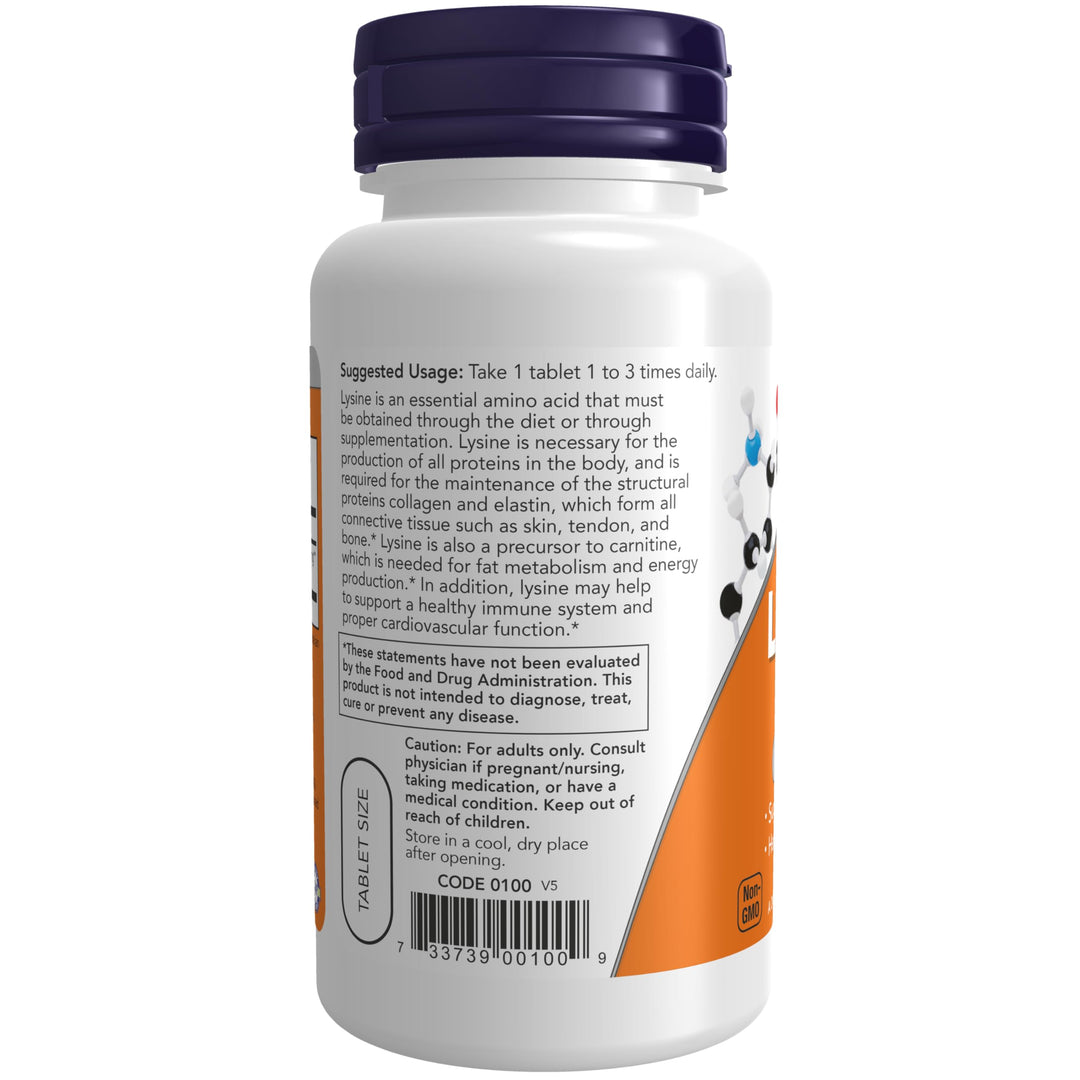 NOW L-Lysine 500 mg,100 Tablets