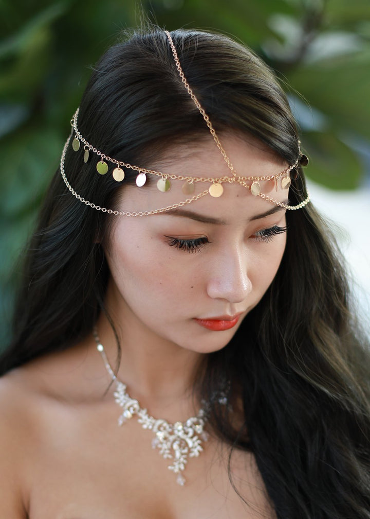 Women Bohemian Gold Head Chain Headband Bridal Head Chain Wedding Headpiece Hair Jewelry Accessories for Bridal Hair Accessories