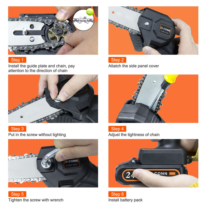 6 Inch Mini Chainsaw Chain and Guide Bar Set, 6-Inch Replacement Saw Chain Bar for 6 Mini Cordless Electric Portable Battery Powered Handheld Chainsaw (1 Chain+1 Bar)