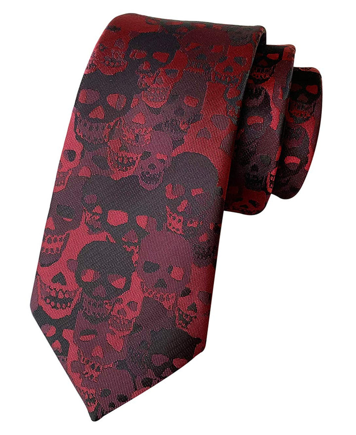 Blue Brown Skull Crossbones Necktie Skeleton Halloween Funny Party Tie Classic Silk Woven Jacquard Neck Ties