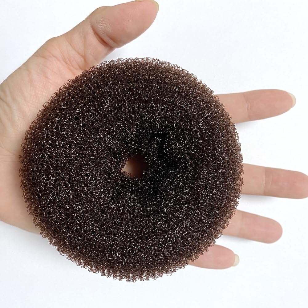 2 pieces Large Size Hair Bun Donut Maker, Ring Style Bun, Women Chignon Hair Donut Buns Maker,Hair Doughnut Shaper Hair Bun maker (3.5 in. ) (Brown)