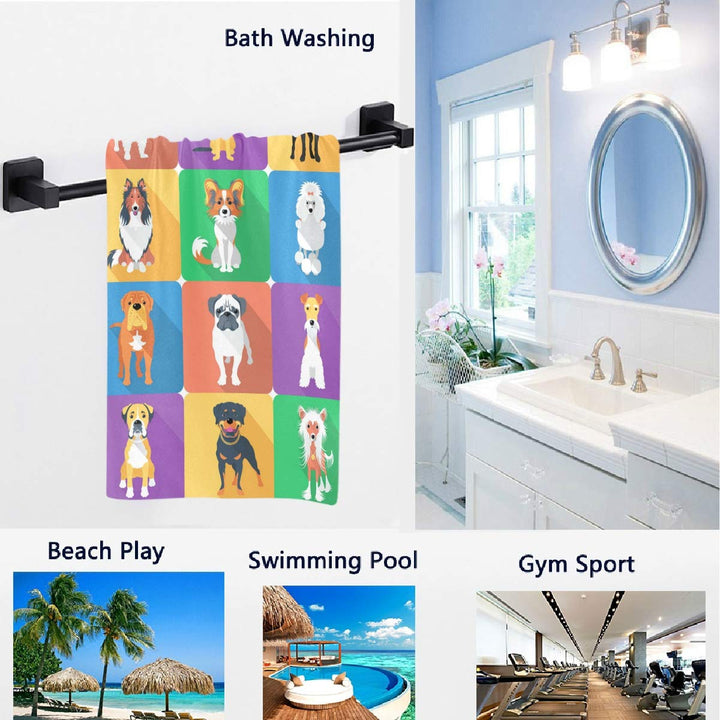 Naanle Cute Cartoon Dogs Print Soft Absorbent Guest Han