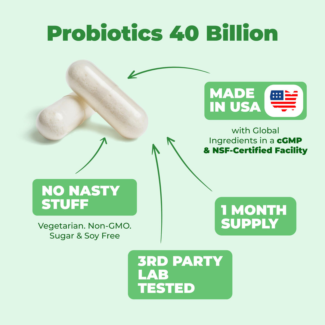 Probiotic 40 Billion CFU - Bifidus Probiotics (Probióticos) and Daily Immune Balance Probiotics for Gut and Digestive Health - 4 Clinically-Studied Strains - Shelf Stable - Dairy &amp; Soy-Free - Non-GMO