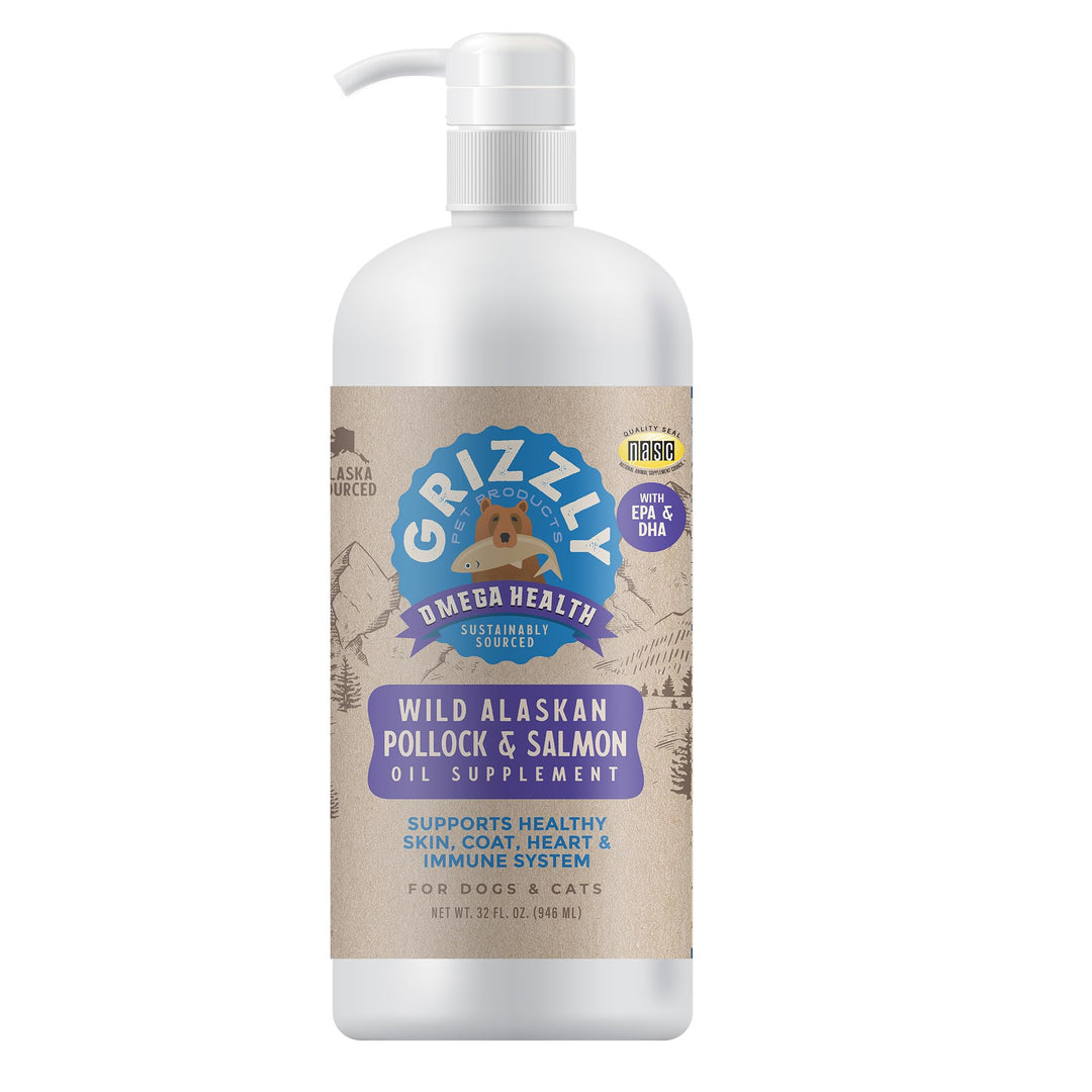 Grizzly Pet Products Omega Health Liquid Omega-3 Supplement for Dogs and Cats, 32 Ounce Bottle