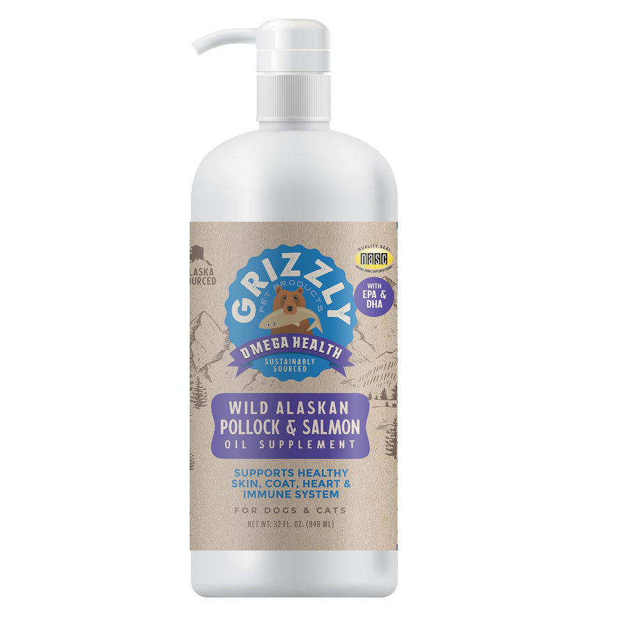 Grizzly Pet Products Omega Health Liquid Omega-3 Supplement for Dogs and Cats, 32 Ounce Bottle