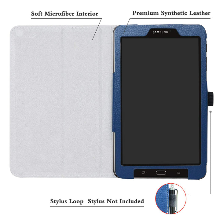 Galaxy Tab E 8.0 Case,Mama Mouth PU Leather Folio 2-Folding Stand Cover with Stylus Holder for 8.0 Samsung Galaxy Tab E 8 T377 Sprint 4G LTE Android Tablet,Dark Blue