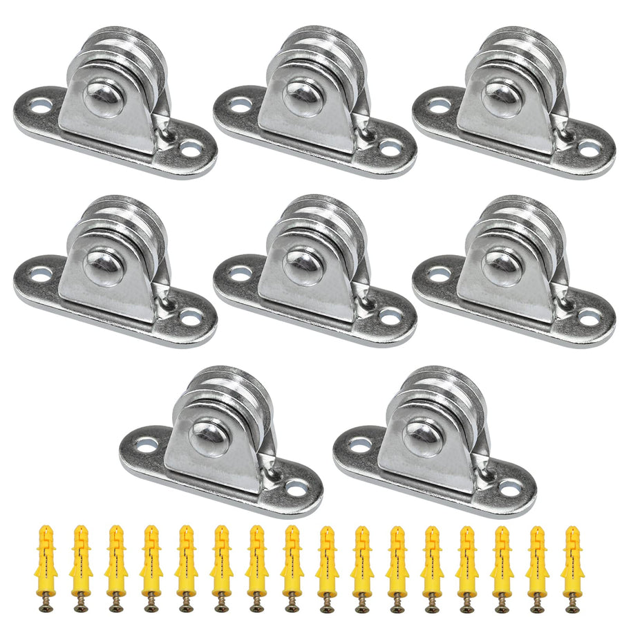Small Pulley Block Silent Pulley Wheel Heavy Duty Fixed Pullies Loading 176 lb for Cord Material Handling Moving and DIY Project Wall Ceiling Mount Pulleys (8 Pack)