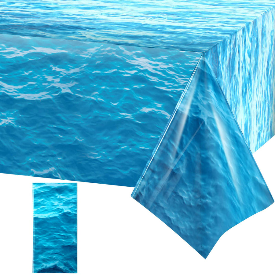 Irenare 1 Piece Ocean Waves Plastic Tablecloth Ocean Ta