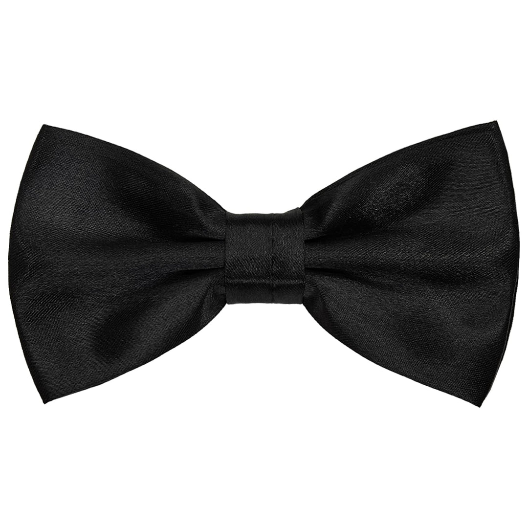 Men Pre Tied Silk Formal Tuxedo Bow Tie, Teen Boy Tux Bowtie For Wedding Large Necktie Father or Easter Day MBT3 (Black)