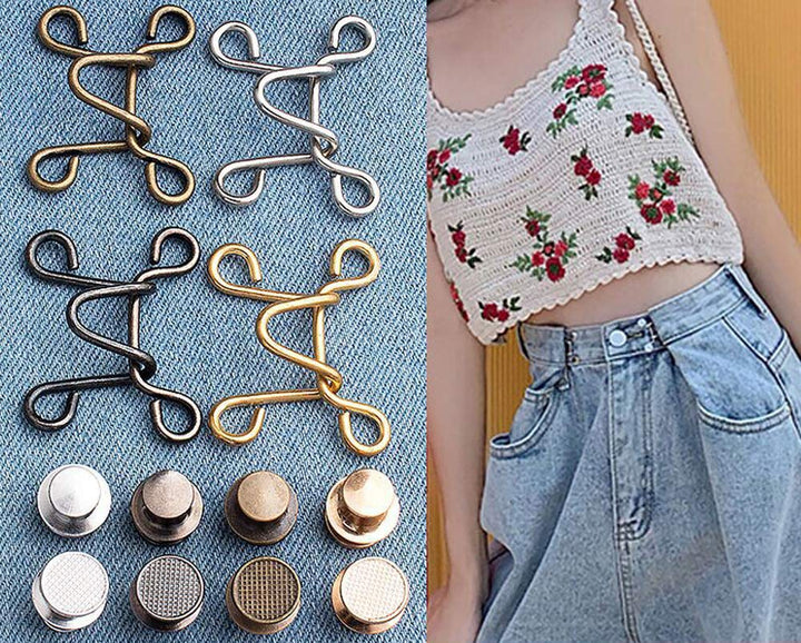 20 Pieces Adjustable Waist Buckle Extender Set Jeans Extender Waist Extender Button for Pants Adjustable Jean Button Perfect Fit Instant Button