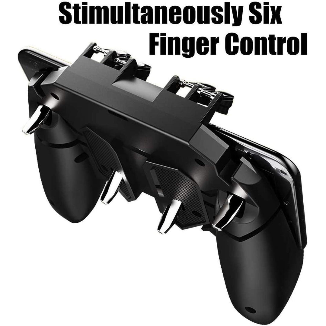 PUBG Mobile Game Controller, [Upgrade] 6 Finger Trigger Phone Controller Gamepad with Cooling Gamepad for Shooter Sensitive Aim Trigger for Android &amp; iOS for Knives Out/Rules of Survival
