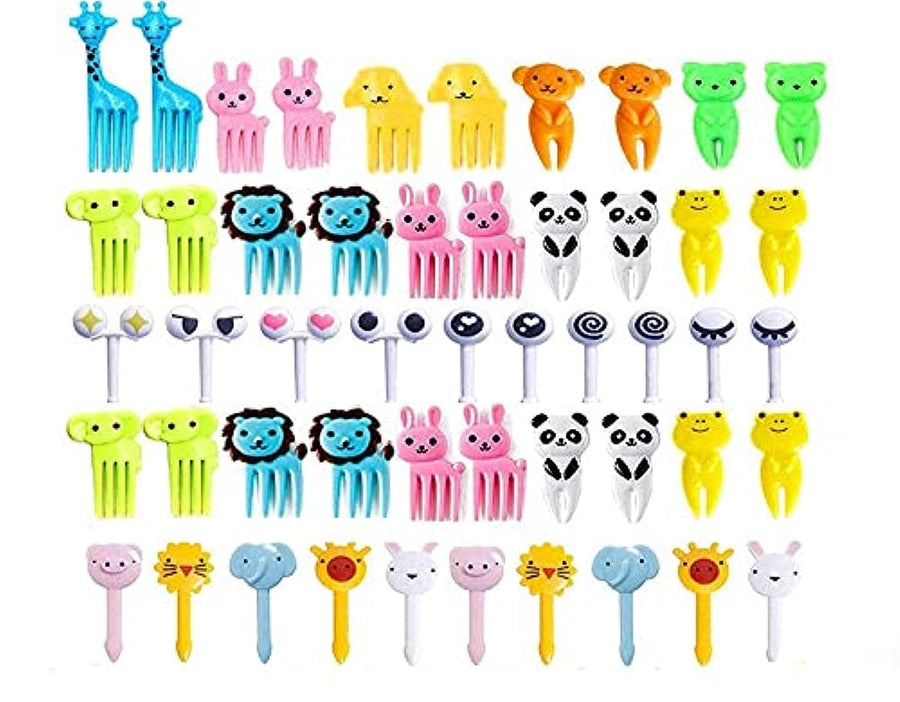 50 Pcs Food Fruit Fork Picks for Kids Cute Animals Bento Box Decor ForksCake Little Forks Dessert Forks Mini Cartoon Toothpick for Cake Dessert Pastry Party Supply
