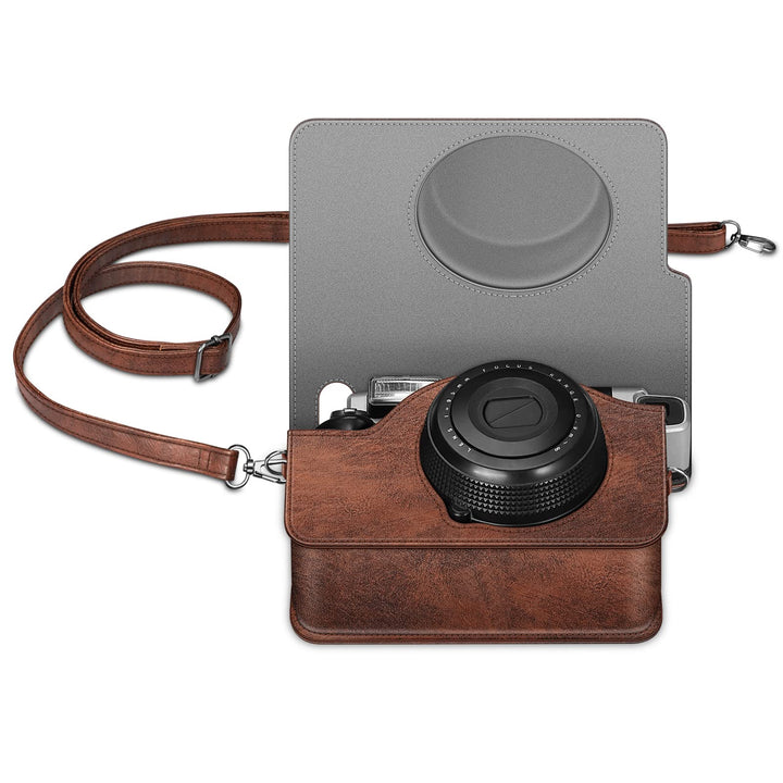 Protective Case for Fujifilm Instax Wide 300 Instant Film Camera - Premium Vegan Leather Bag Cover with Removable Strap, Vintage Brown