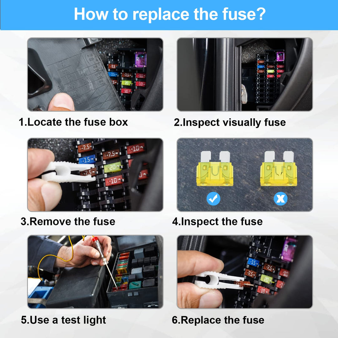 JOREST 120Pcs Low Profile Mini Fuse Kit, Micro Blade Fuses Automotive- Replacement Fuses Assortment Kit for Car/RV/Truck/Motor (2Amp 3A 5A 7.5A 10A 15A 20A 25A 30A 35A 40A) +1 Fuse Puller