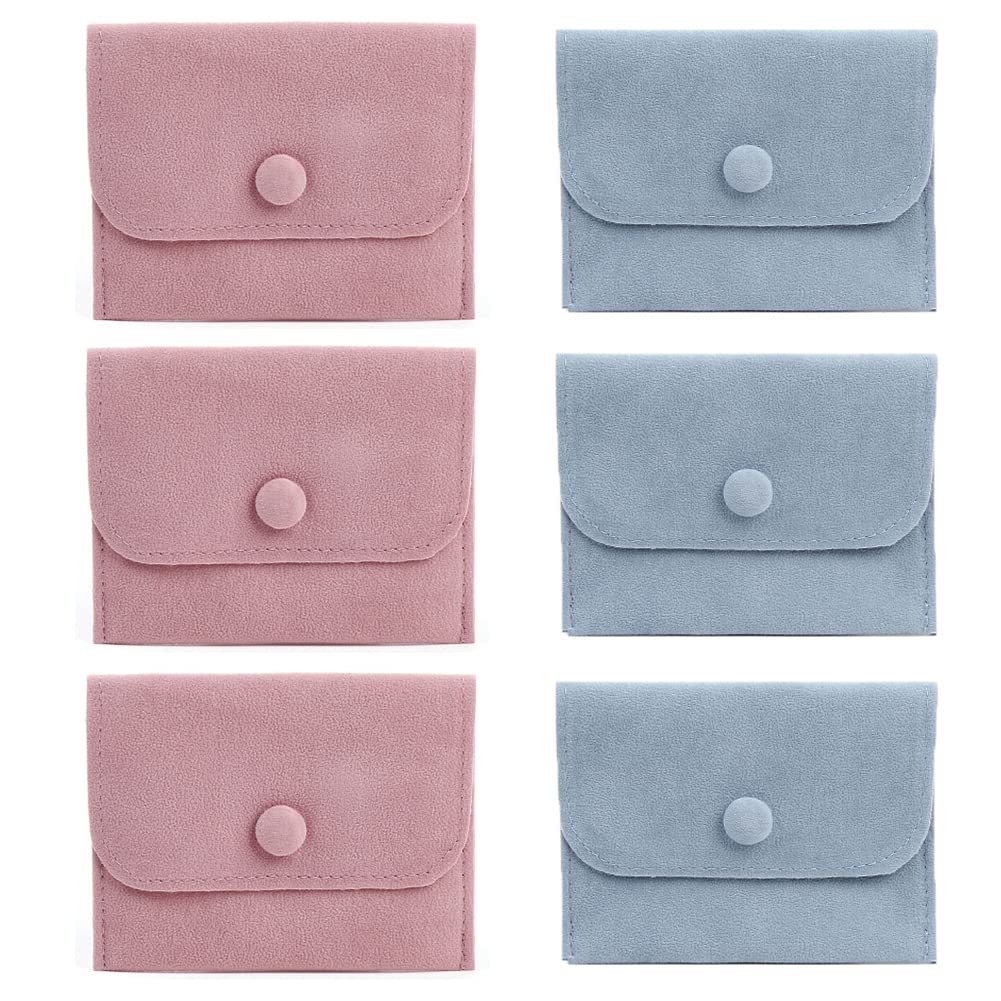 GBSTORE 6 Pcs Velvet Jewelry Storage Pouch with Snap Bu