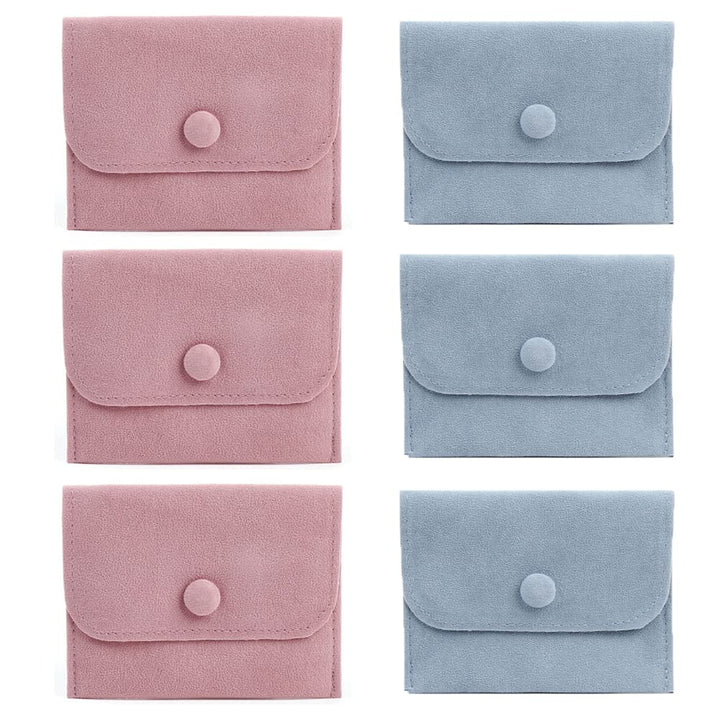 GBSTORE 6 Pcs Velvet Jewelry Storage Pouch with Snap Bu