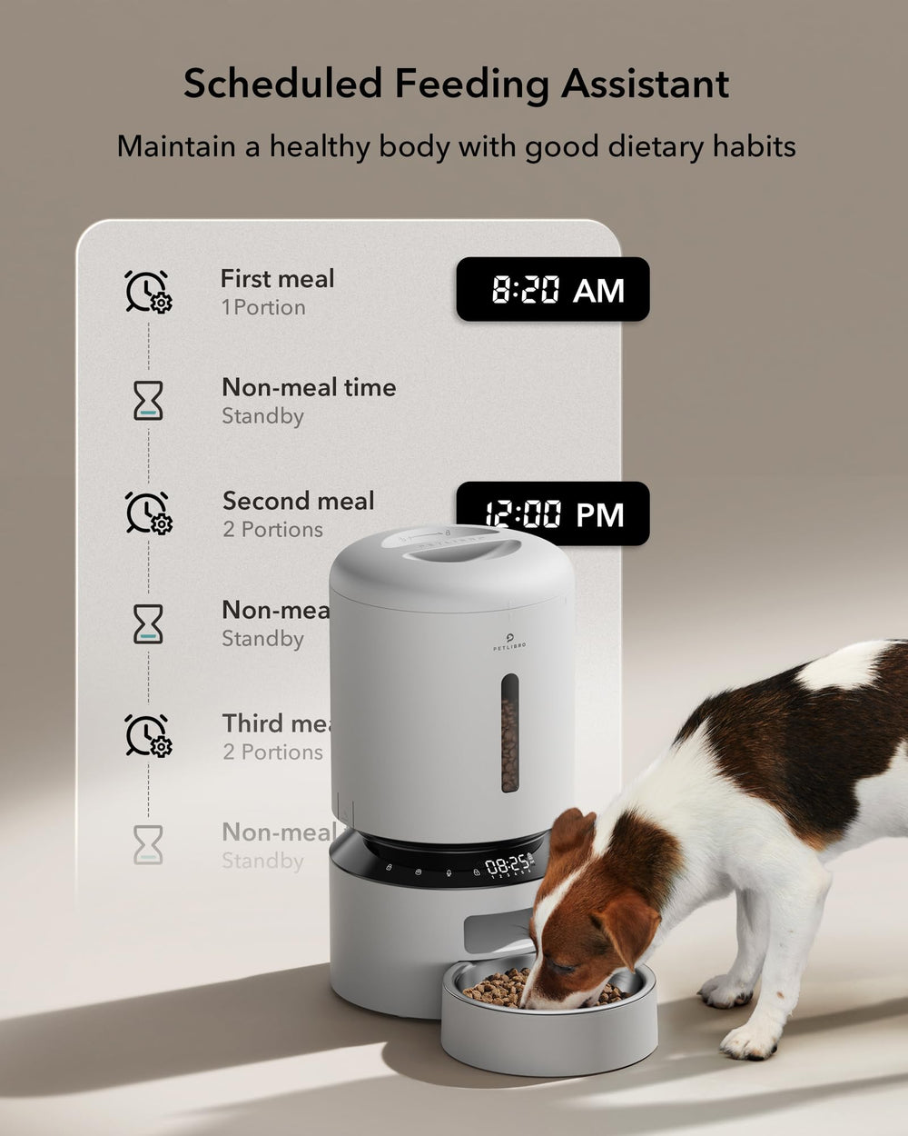 Automatic Cat Feeder, Automatic Dog Feeder with Freshness Preservation, 5L Timed Cat Feeders for Dry Food, Up to 6 Meals Per Day, Granary Pet Feeder for Cats/Dogs