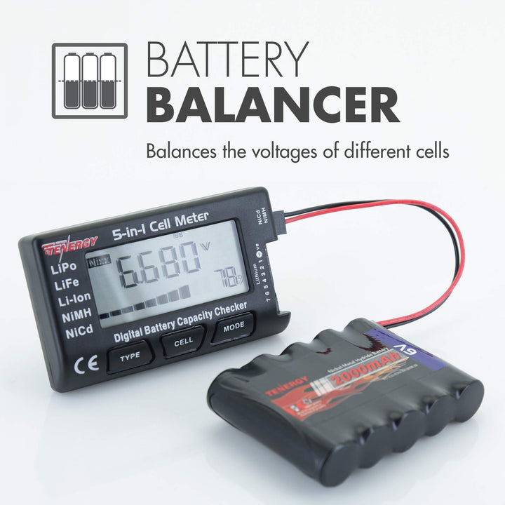 Tenergy 5-in-1 Battery Meter, Intelligent Cell Meter Di
