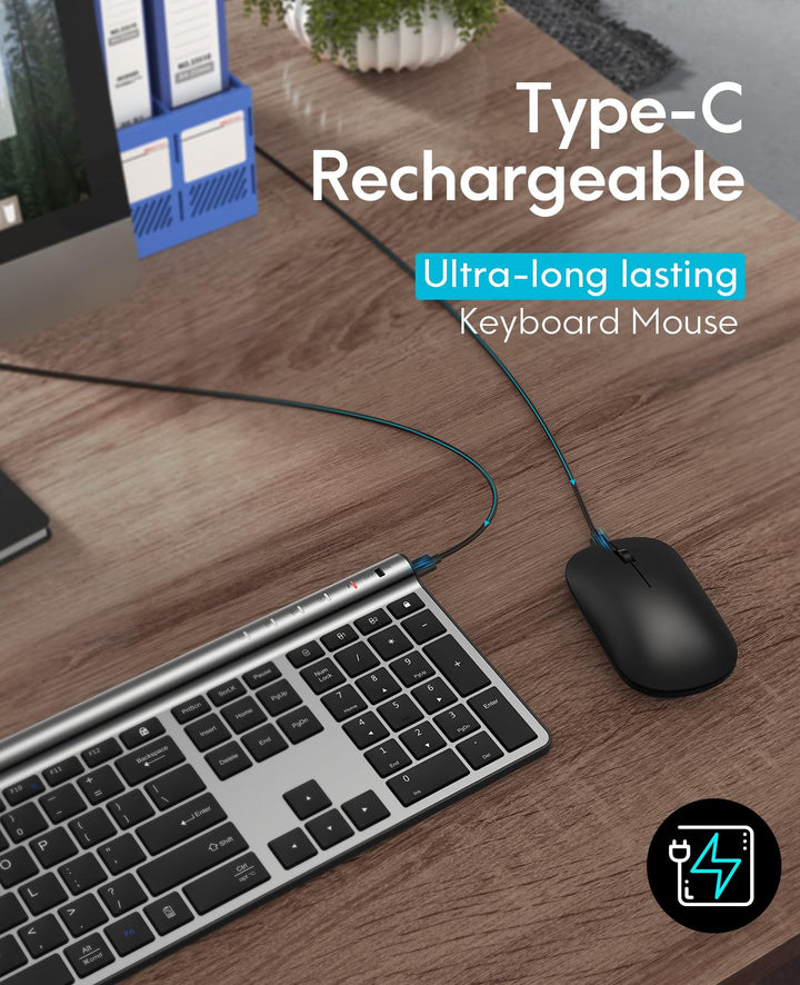Wireless Keyboard and Mouse Combo, CHESONA Bluetooth Re