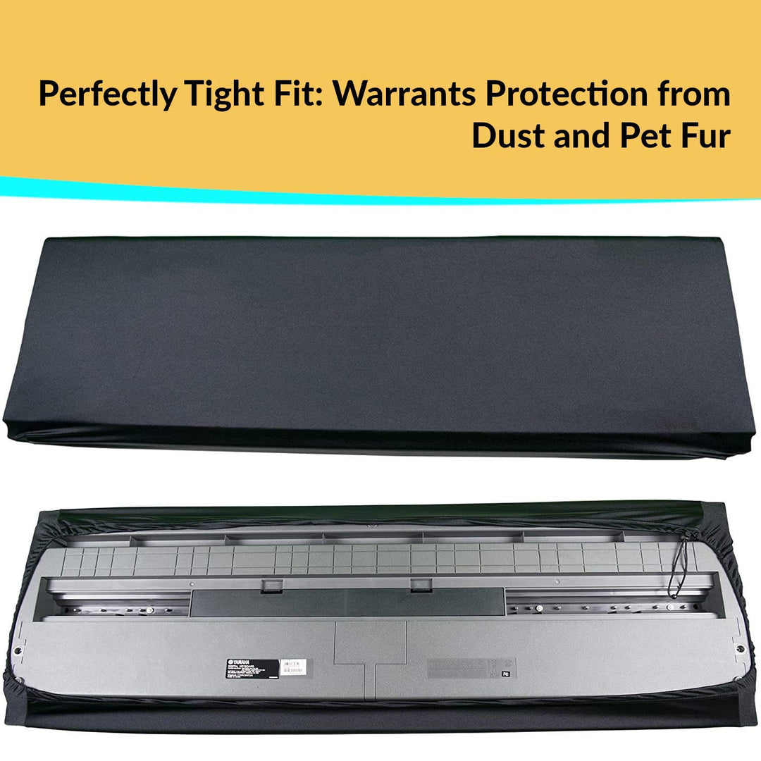 Stretchable Keyboard Dust Cover for 61 &amp; 76 Key-keyboard: Best for all Digital Pianos &amp; Consoles – Adjustable Elastic Cord; Machine Washable – 41”×16”×6”.