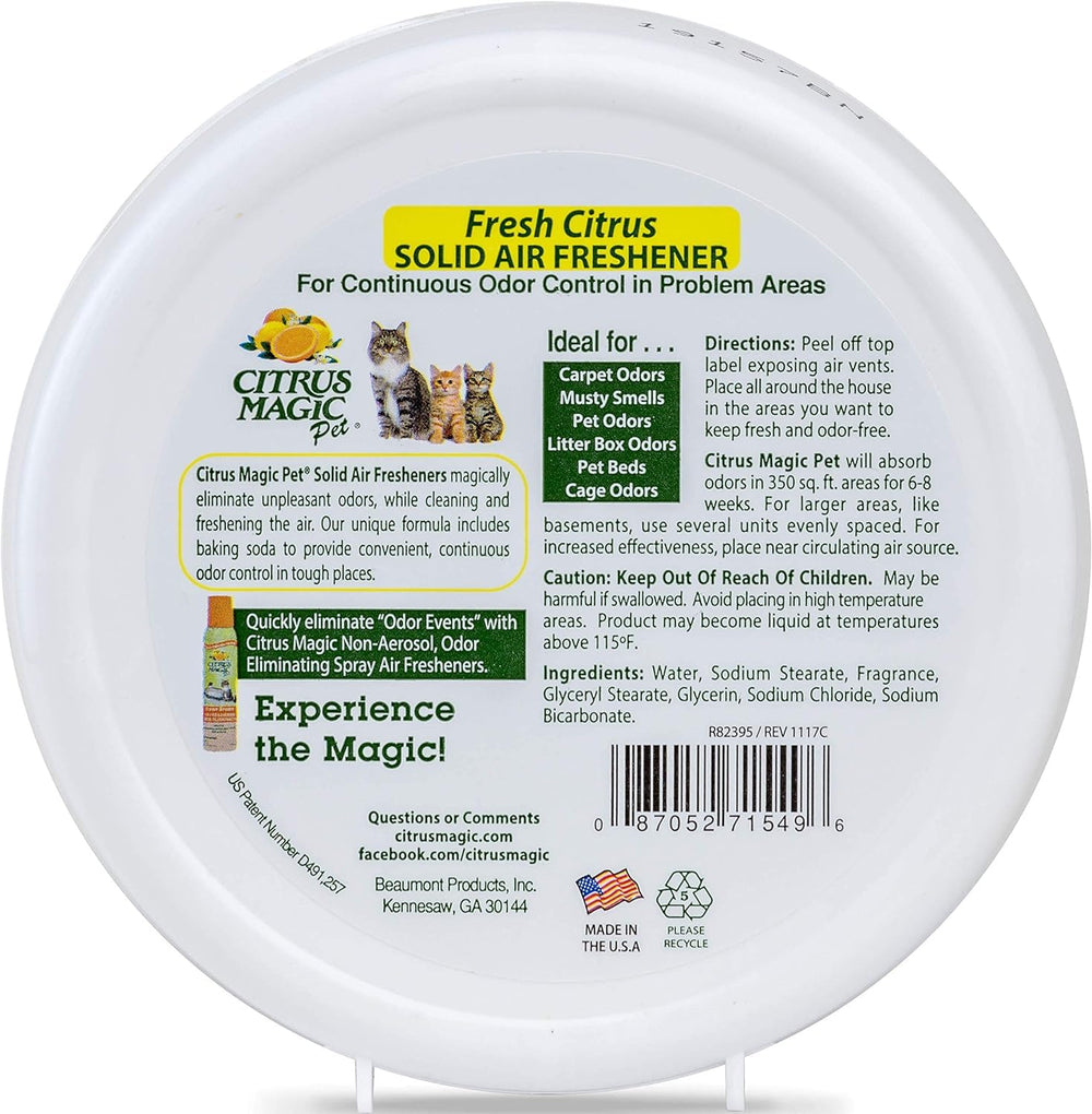 Pet Odor Absorbing Solid Air Freshener for Home, Air Purifier, Fresh Citrus, Must have Pet Supplies, 8 Oz (Pack of 3)