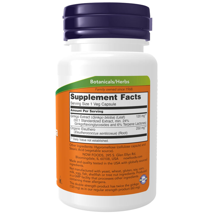 NOW Foods Supplements, Ginkgo Biloba 120 mg, Double Str