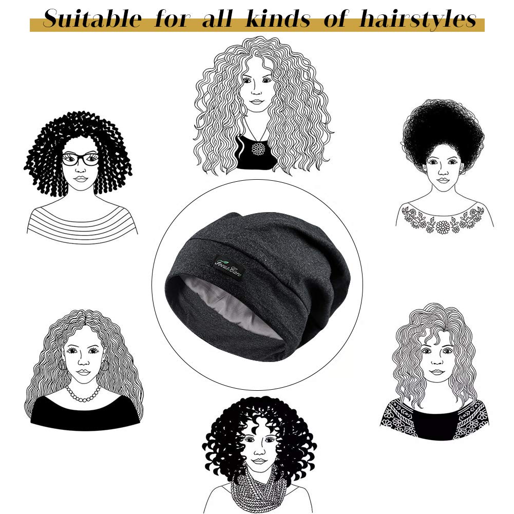 FocusCare Adjustable Sleep Hats,Silk Satin Lining Prote