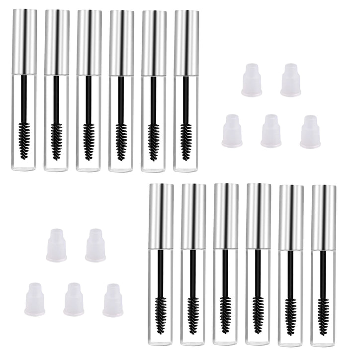 10pcs 10ml Siliver Cap Empty Plastic DIY Mascara Tube Eyelash Cream Wand Container Bottle Vials With Brush