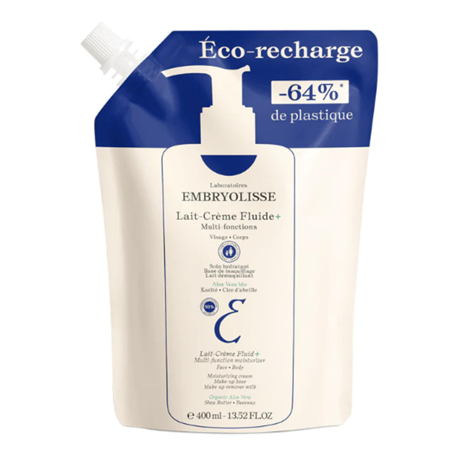 Lait Creme Fluid Face & Body Cream. Lightweight Moisturizer for All Skin Types. Hydrating Lotion with Shea Butter & Aloe Vera, 2.54 Fl Oz