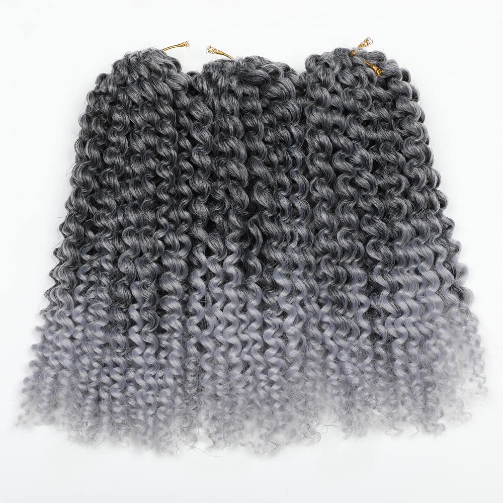 Kinky Curl Short Hair style 8Inch Afro Kinky Twist Hair Sharopul 3little pcs/pack Soft Synthetic Crochet Braiding Hair Extention (1B/GREY)