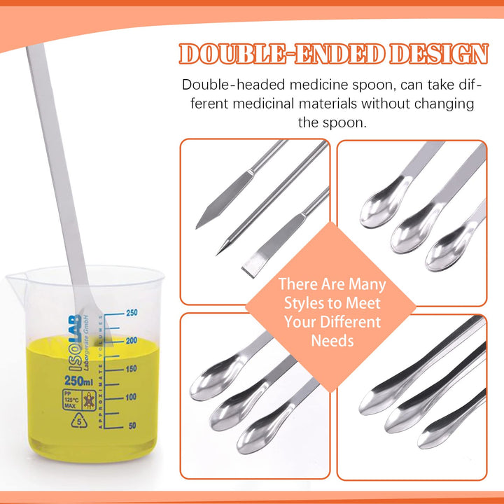 23Pcs Stainless Steel Lab Spatula Micro Scoop Set Including 22pcs 7cm 16cm 18cm 20cm 22cm Laboratory Tiny Mixing Spatula Scoop Measuring Spoon Long Sampling Spoon with 1Pair Gloves
