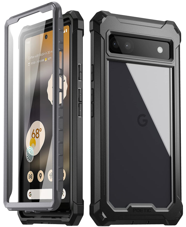 Guardian 6FT Drop Tested Case for Pixel 6A 5G - Built-in Screen Protector, Full Body Hybrid Shockproof, Black/Clear